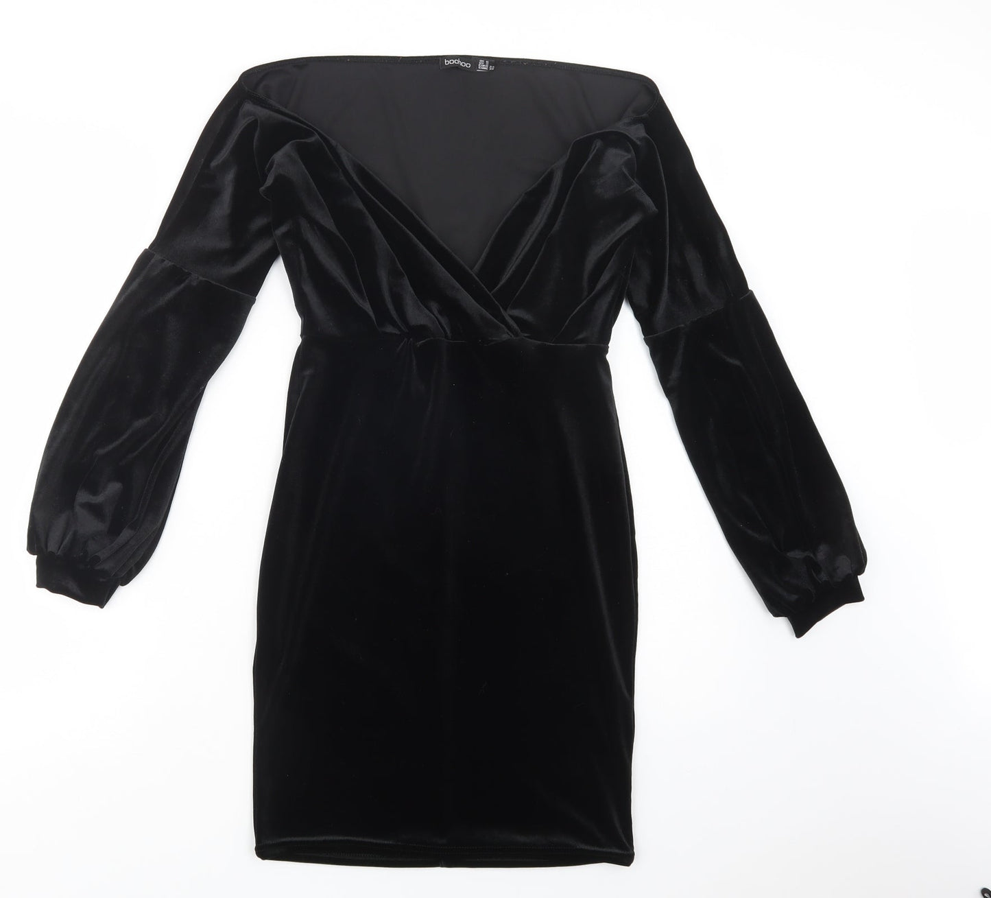 Boohoo Womens Black  Polyester Bodycon  Size 6  V-Neck Pullover