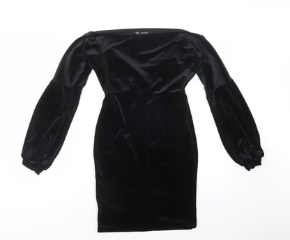 Boohoo Womens Black  Polyester Bodycon  Size 6  V-Neck Pullover