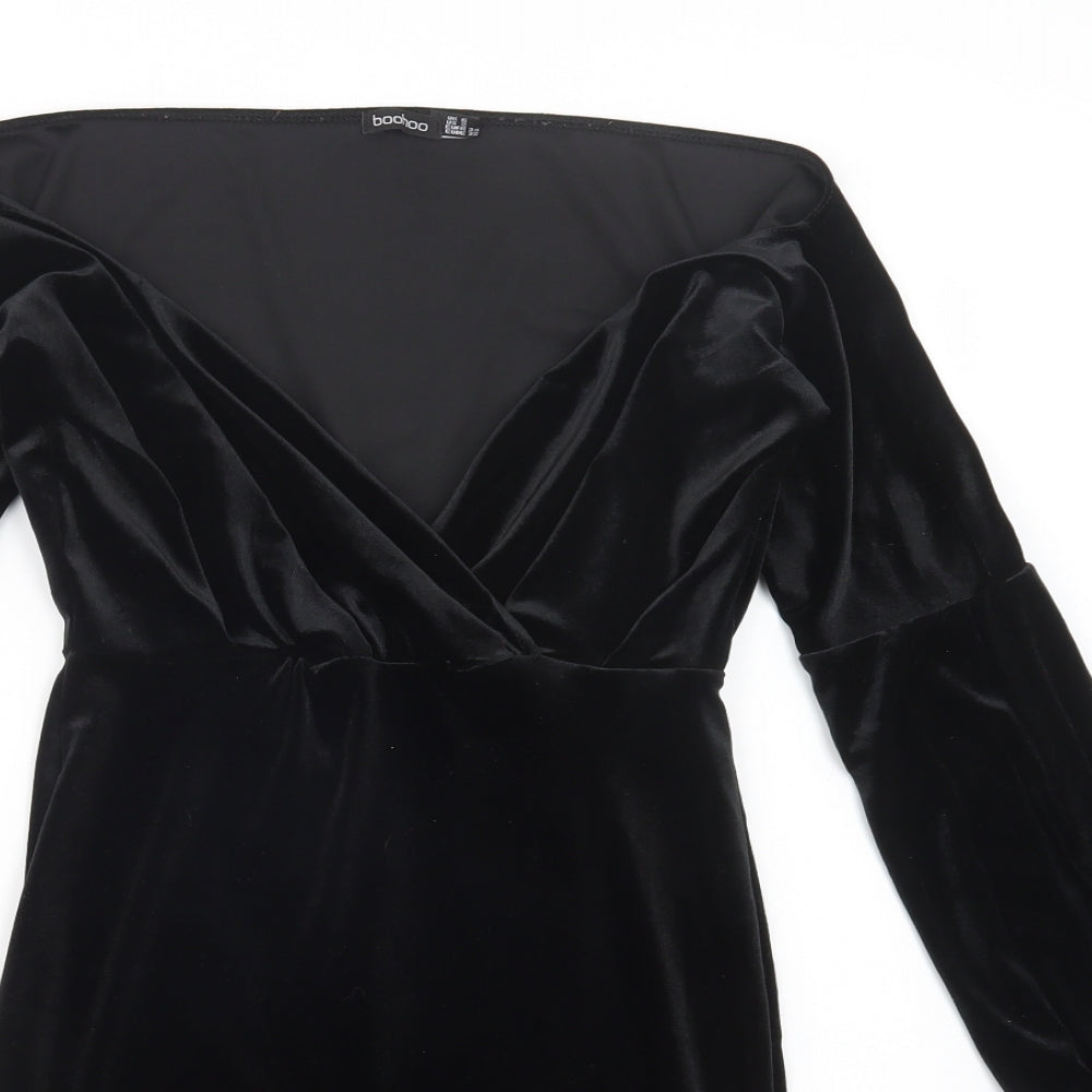 Boohoo Womens Black  Polyester Bodycon  Size 6  V-Neck Pullover