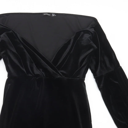 Boohoo Womens Black  Polyester Bodycon  Size 6  V-Neck Pullover