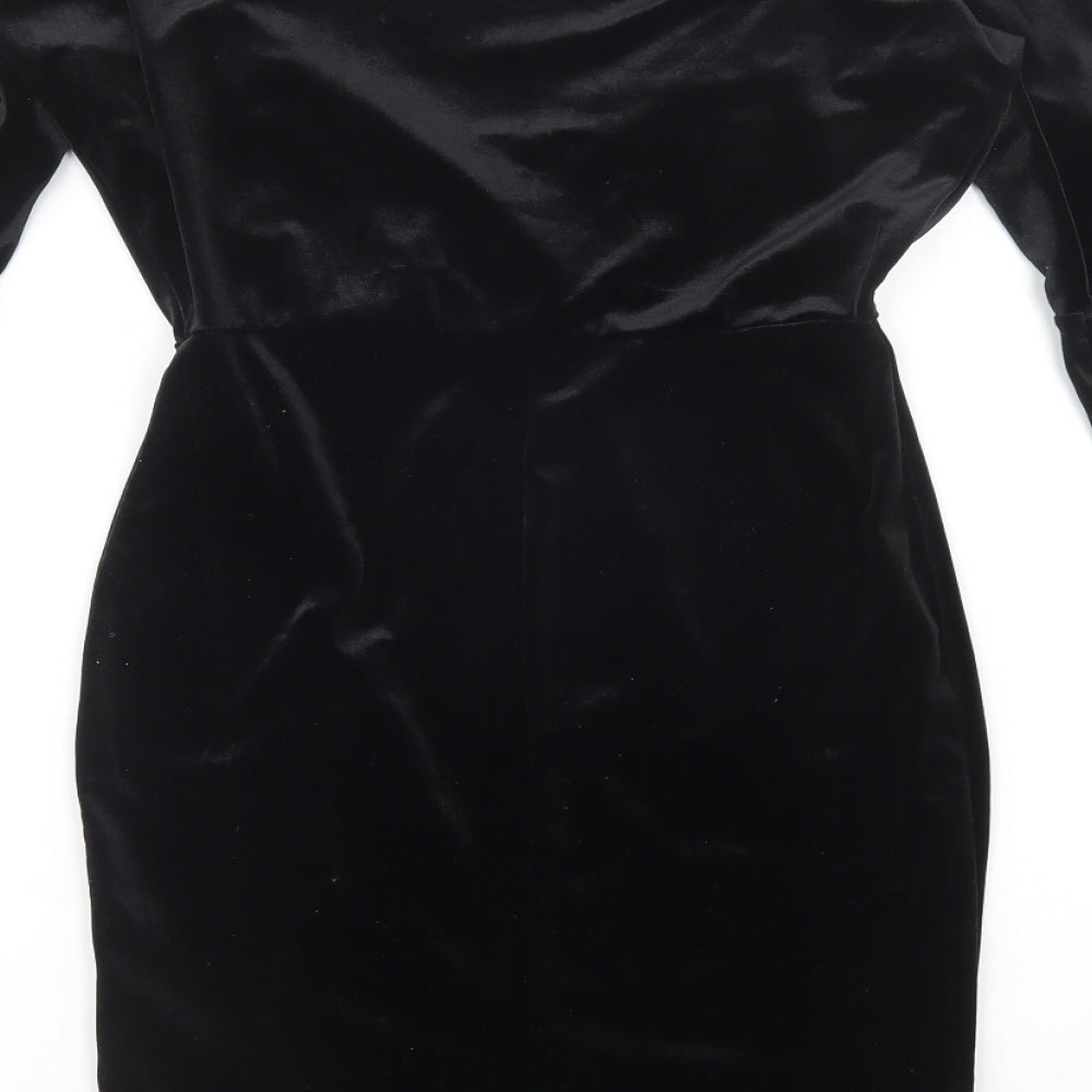 Boohoo Womens Black  Polyester Bodycon  Size 6  V-Neck Pullover