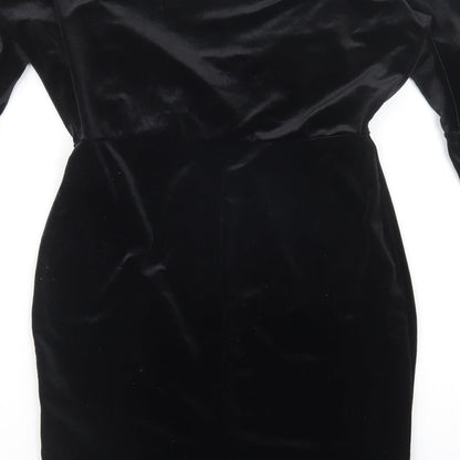 Boohoo Womens Black  Polyester Bodycon  Size 6  V-Neck Pullover