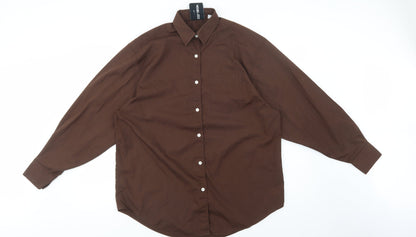 Womens UK Size 4 COLLUSION Brown Basic Button-Up