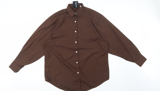 Womens UK Size 4 COLLUSION Brown Basic Button-Up