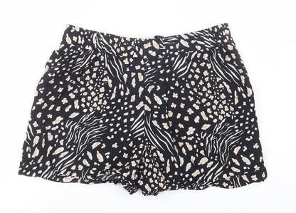 Papaya Womens Black Animal Print Viscose Bermuda Shorts Size 10 L3 in Regular Tie