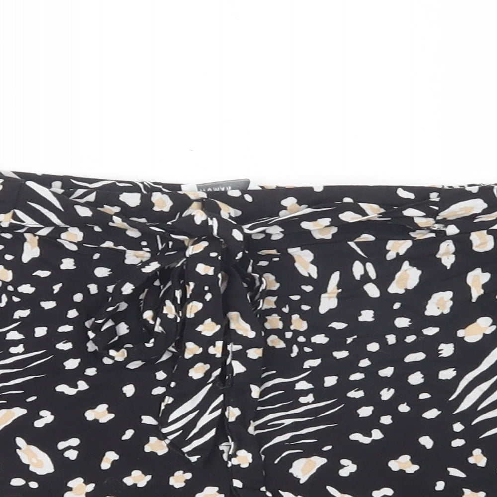 Papaya Womens Black Animal Print Viscose Bermuda Shorts Size 10 L3 in Regular Tie