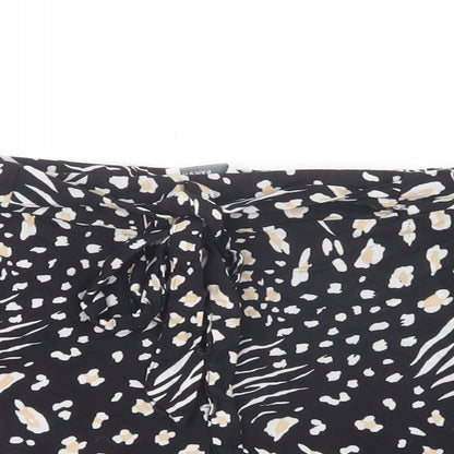 Papaya Womens Black Animal Print Viscose Bermuda Shorts Size 10 L3 in Regular Tie