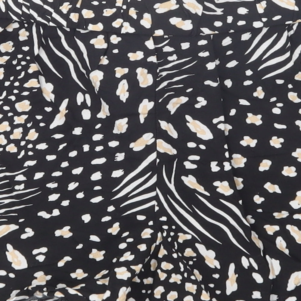 Papaya Womens Black Animal Print Viscose Bermuda Shorts Size 10 L3 in Regular Tie