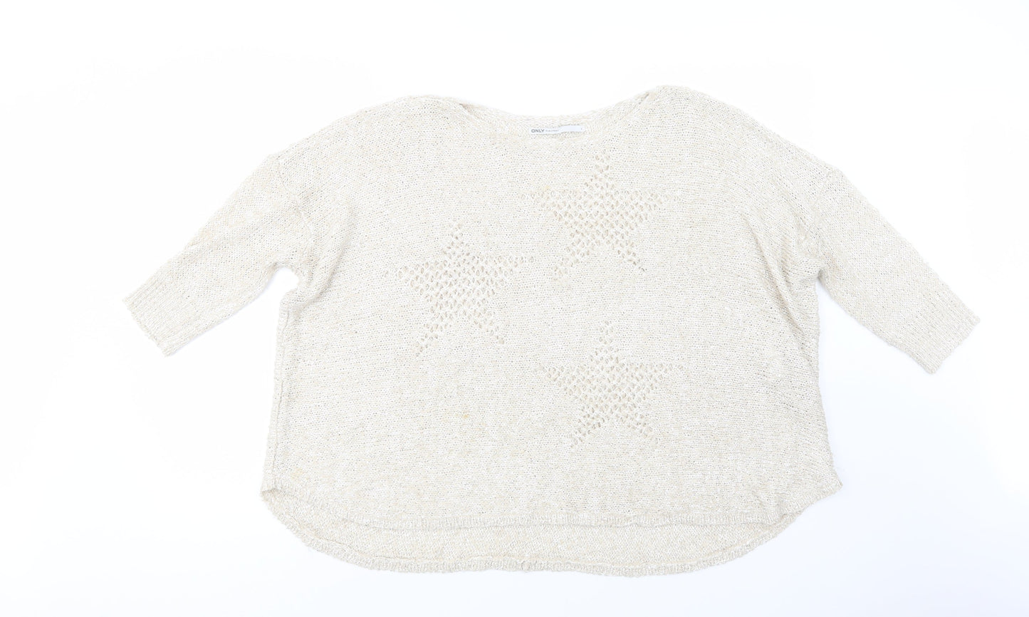 Womens UK Size L Only Beige Pullover Jumper