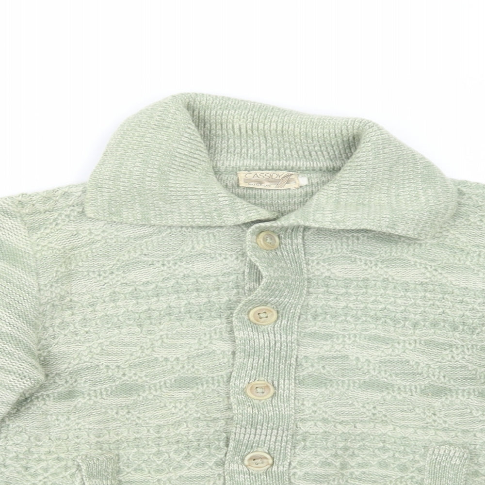 Cassidy Womens Green Collared  Wool Cardigan Jumper Size S