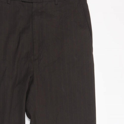 Burton Mens Brown Striped Polyester Dress Pants Trousers Size 38 in L31 in Regular Button
