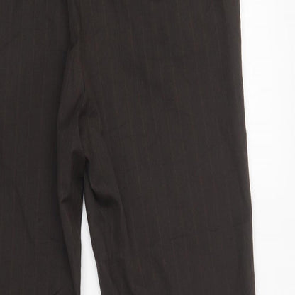 Burton Mens Brown Striped Polyester Dress Pants Trousers Size 38 in L31 in Regular Button