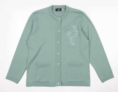 Womens UK Size M ME Green Cardigan Jumper