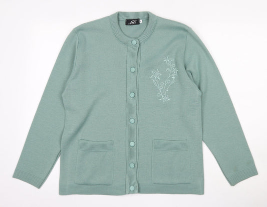 Womens UK Size M ME Green Cardigan Jumper