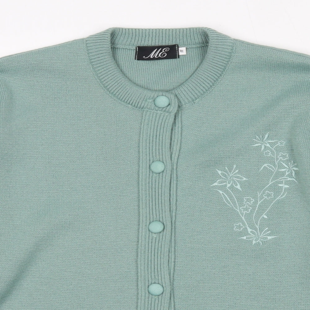 Womens UK Size M ME Green Cardigan Jumper