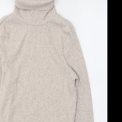 New Look Girls Beige  Polyester Jersey Casual Size 14-15 Years Roll Neck