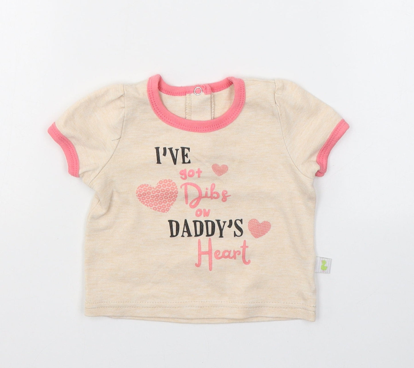 Duck Duck Goose Girls Beige  Cotton Pullover T-Shirt Size 12 Months Round Neck Pullover
