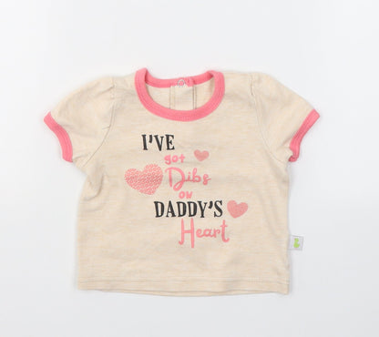 Duck Duck Goose Girls Beige  Cotton Pullover T-Shirt Size 12 Months Round Neck Pullover