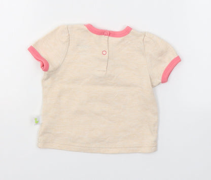 Duck Duck Goose Girls Beige  Cotton Pullover T-Shirt Size 12 Months Round Neck Pullover