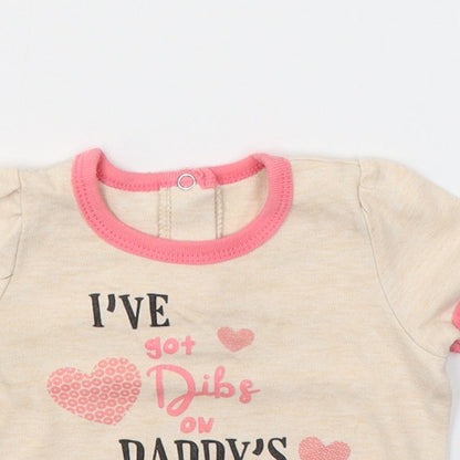 Duck Duck Goose Girls Beige  Cotton Pullover T-Shirt Size 12 Months Round Neck Pullover