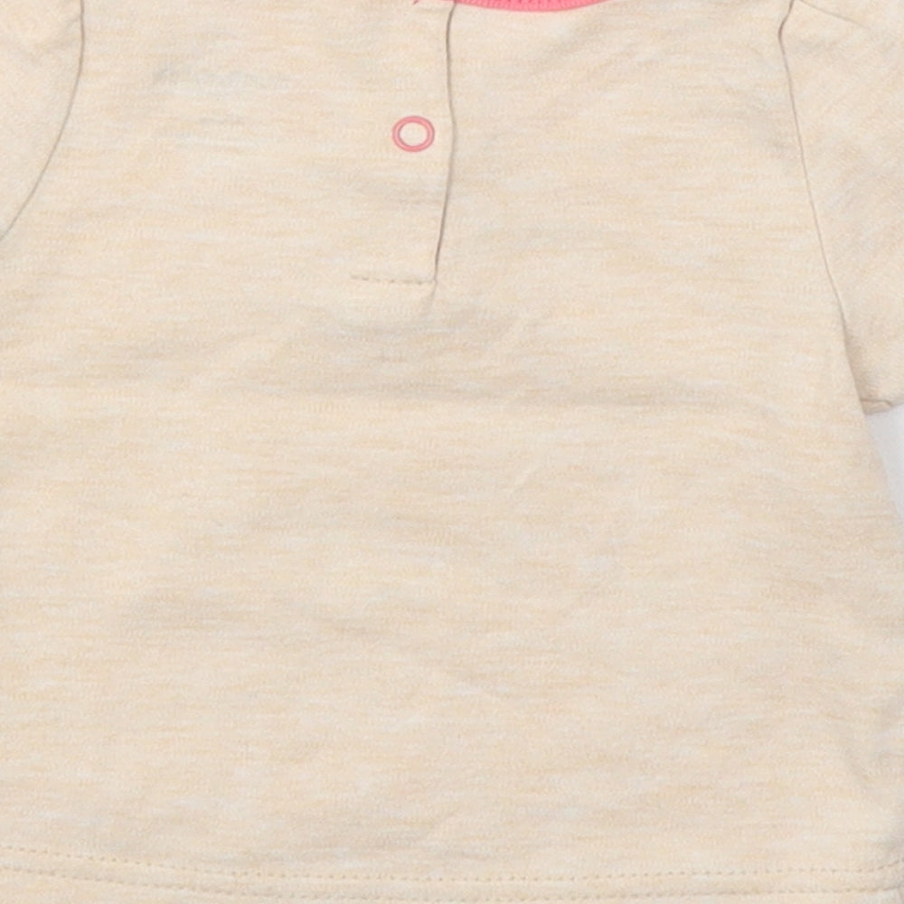 Duck Duck Goose Girls Beige  Cotton Pullover T-Shirt Size 12 Months Round Neck Pullover