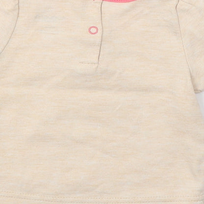 Duck Duck Goose Girls Beige  Cotton Pullover T-Shirt Size 12 Months Round Neck Pullover