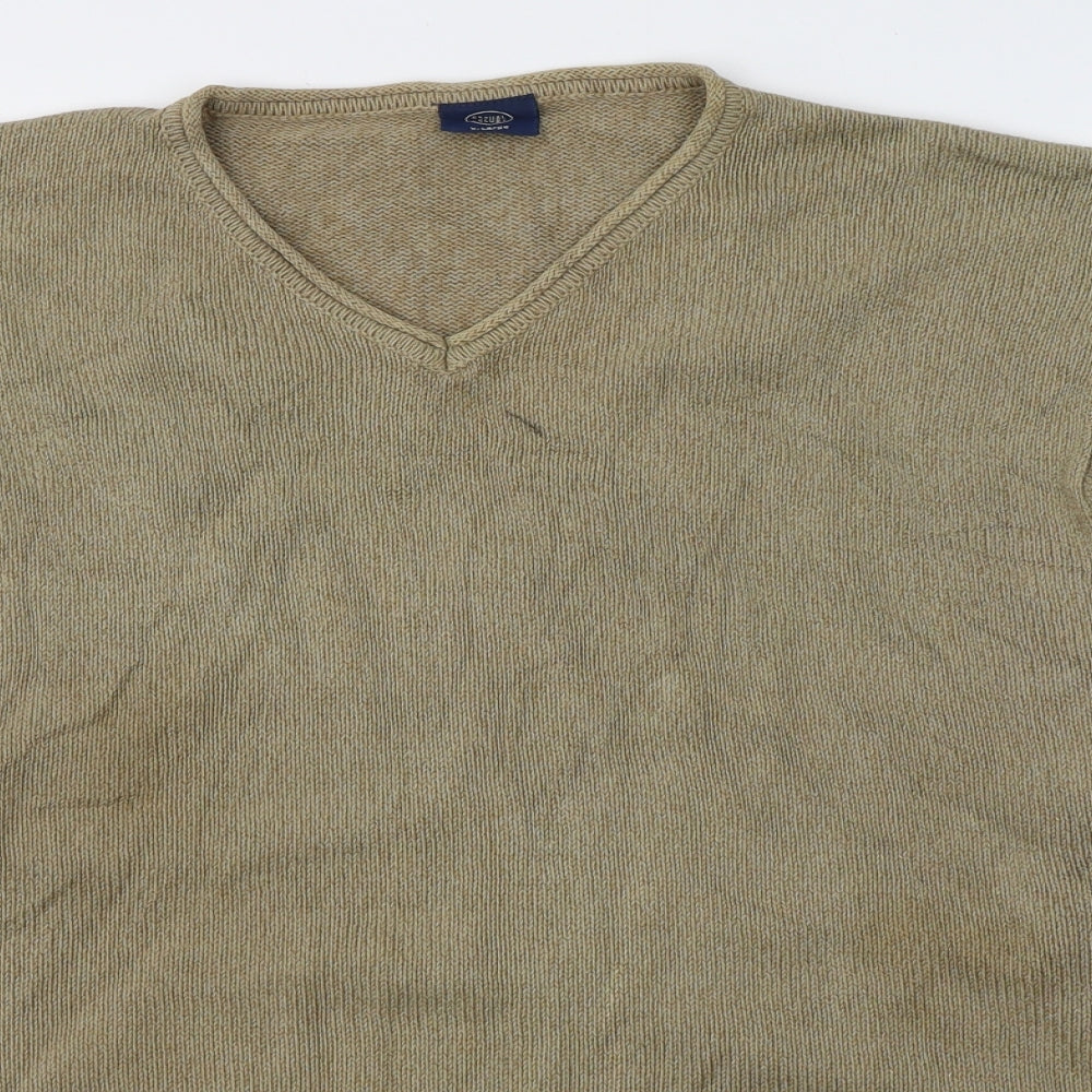 Casual Club Mens Beige Round Neck  Cotton Pullover Jumper Size XL