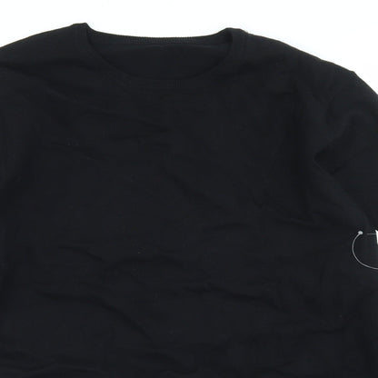 Preworn Mens Black Crew Neck  Cotton Pullover Jumper Size M