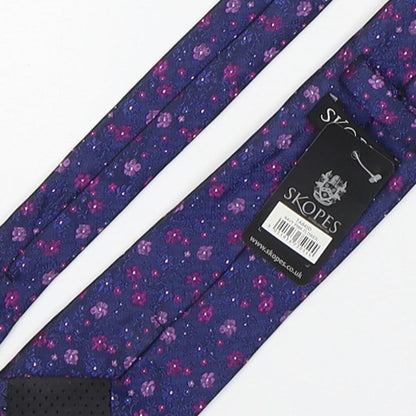 Skopes  Mens Multicoloured Floral Polyester Pointed Tie One Size