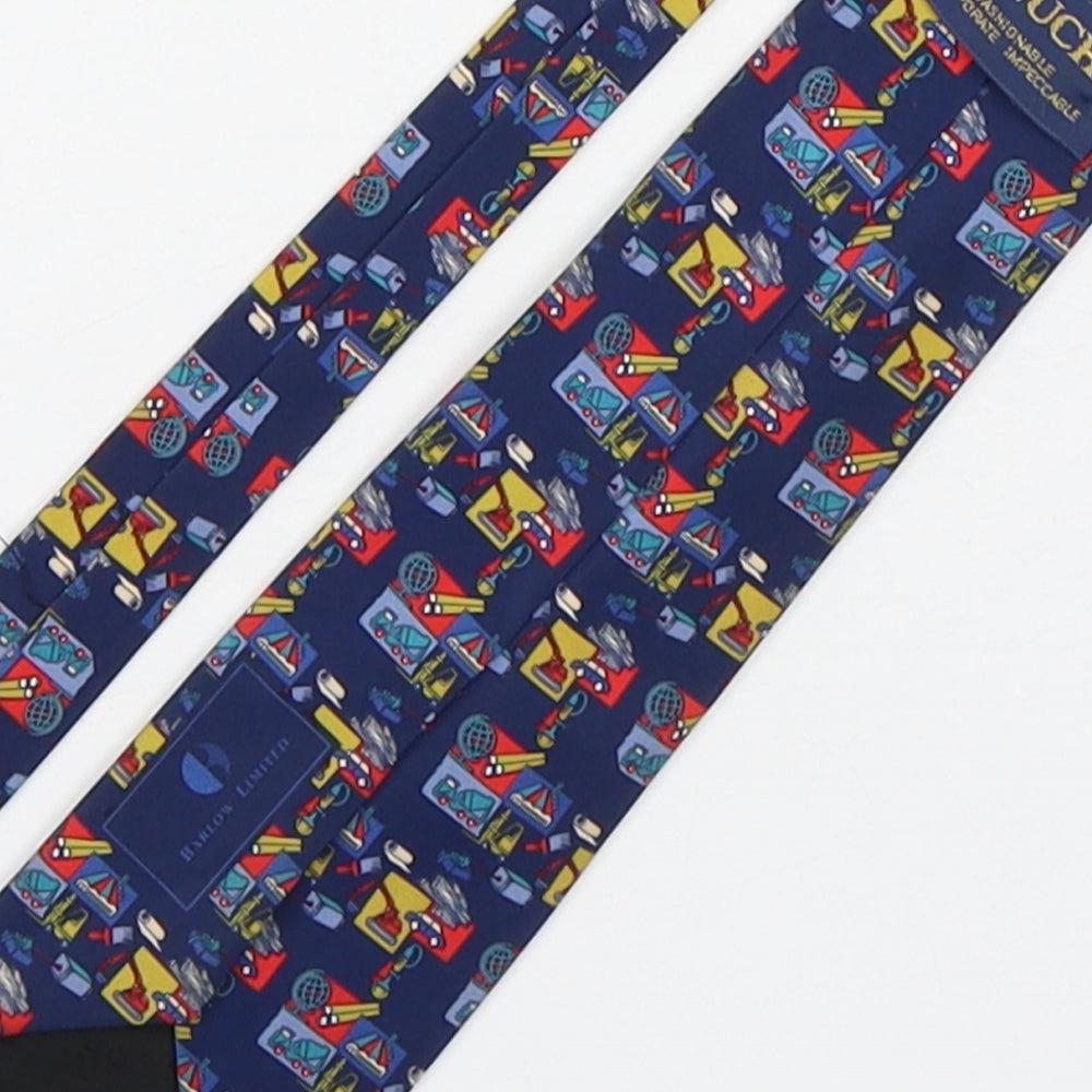 Brand and care label for Vinuchi men’s multicoloured geometric polyester pointed tie one size - diggers & trucks