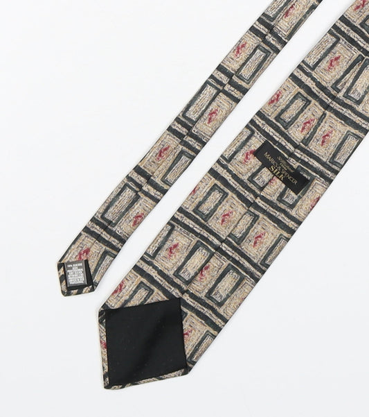 Marks and Spencer Mens Multicoloured Geometric Silk Pointed Tie One Size