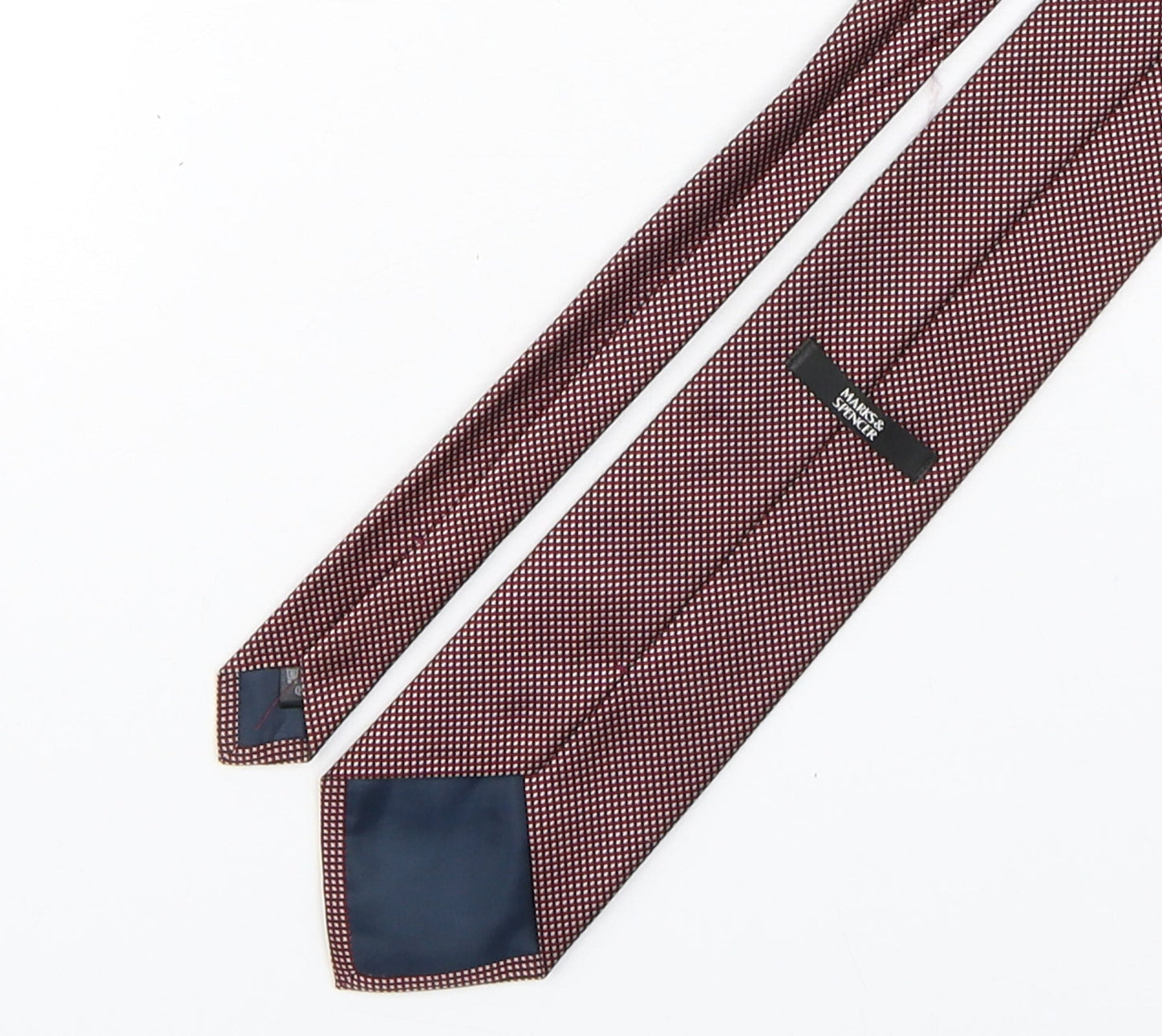 Marks and Spencer Mens Red Plaids & Checks Polyester Pointed Tie One Size