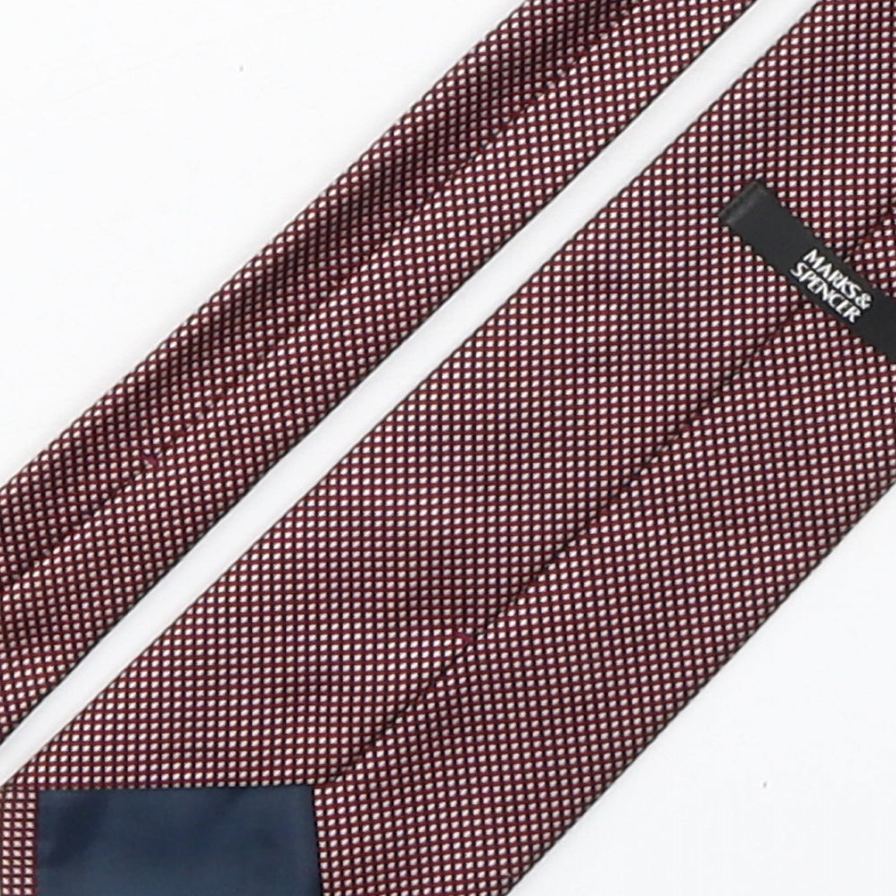 Marks and Spencer Mens Red Plaids & Checks Polyester Pointed Tie One Size