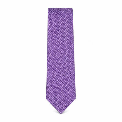 Front view of Simon Taylors Guild men’s purple geometric silk pointed tie one size
