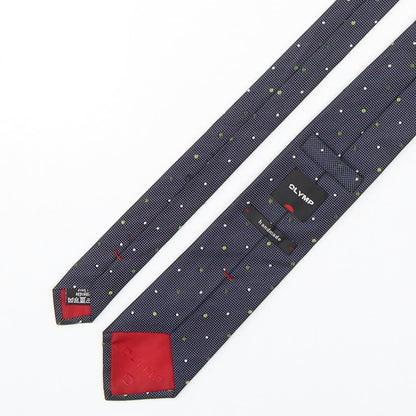 Back view of Olymp men’s multicoloured polka dot silk pointed tie one size