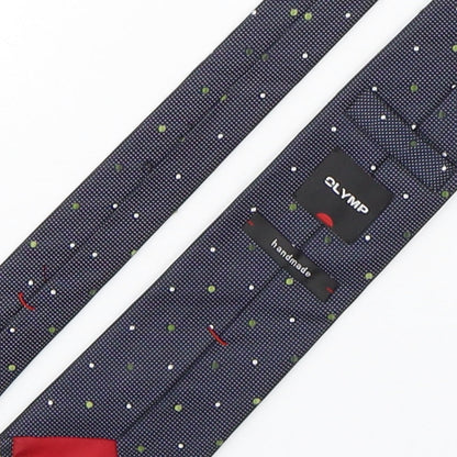 Brand and care label for Olymp men’s multicoloured polka dot silk pointed tie one size