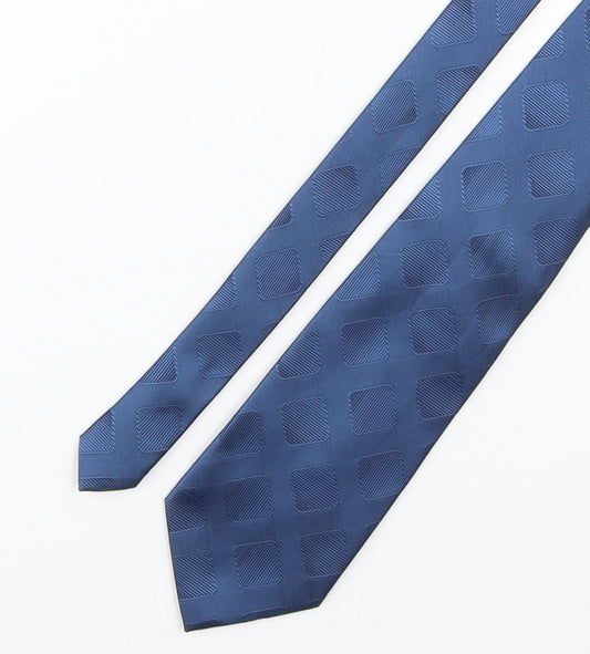 Loxley Mens Blue Geometric Polyester Pointed Tie One Size
