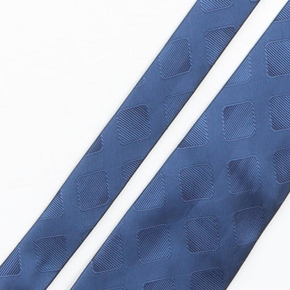 Loxley Mens Blue Geometric Polyester Pointed Tie One Size