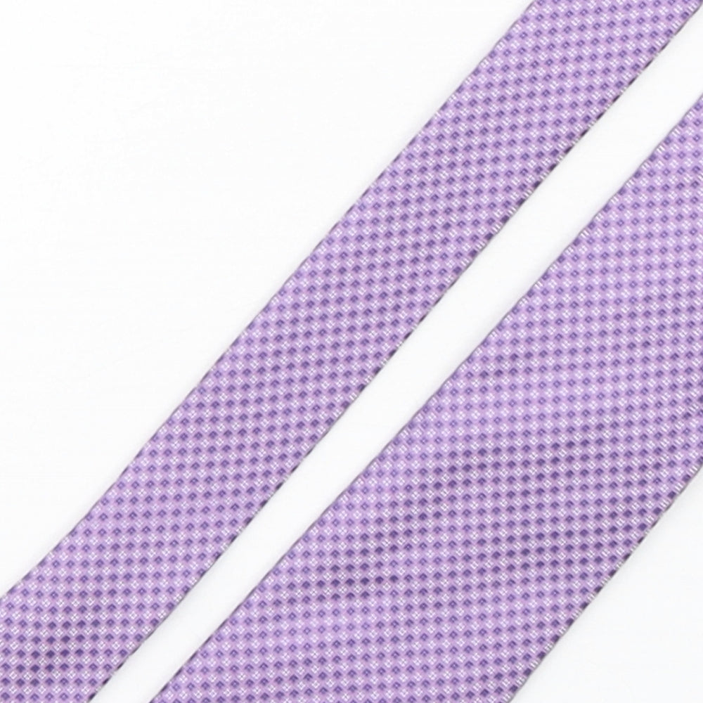 Marks and Spencer Mens Purple Plaids & Checks Silk Pointed Tie One Size