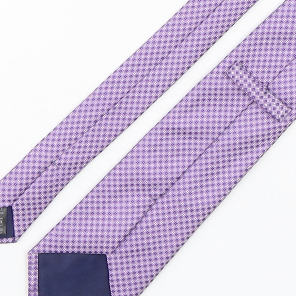 Marks and Spencer Mens Purple Plaids & Checks Silk Pointed Tie One Size