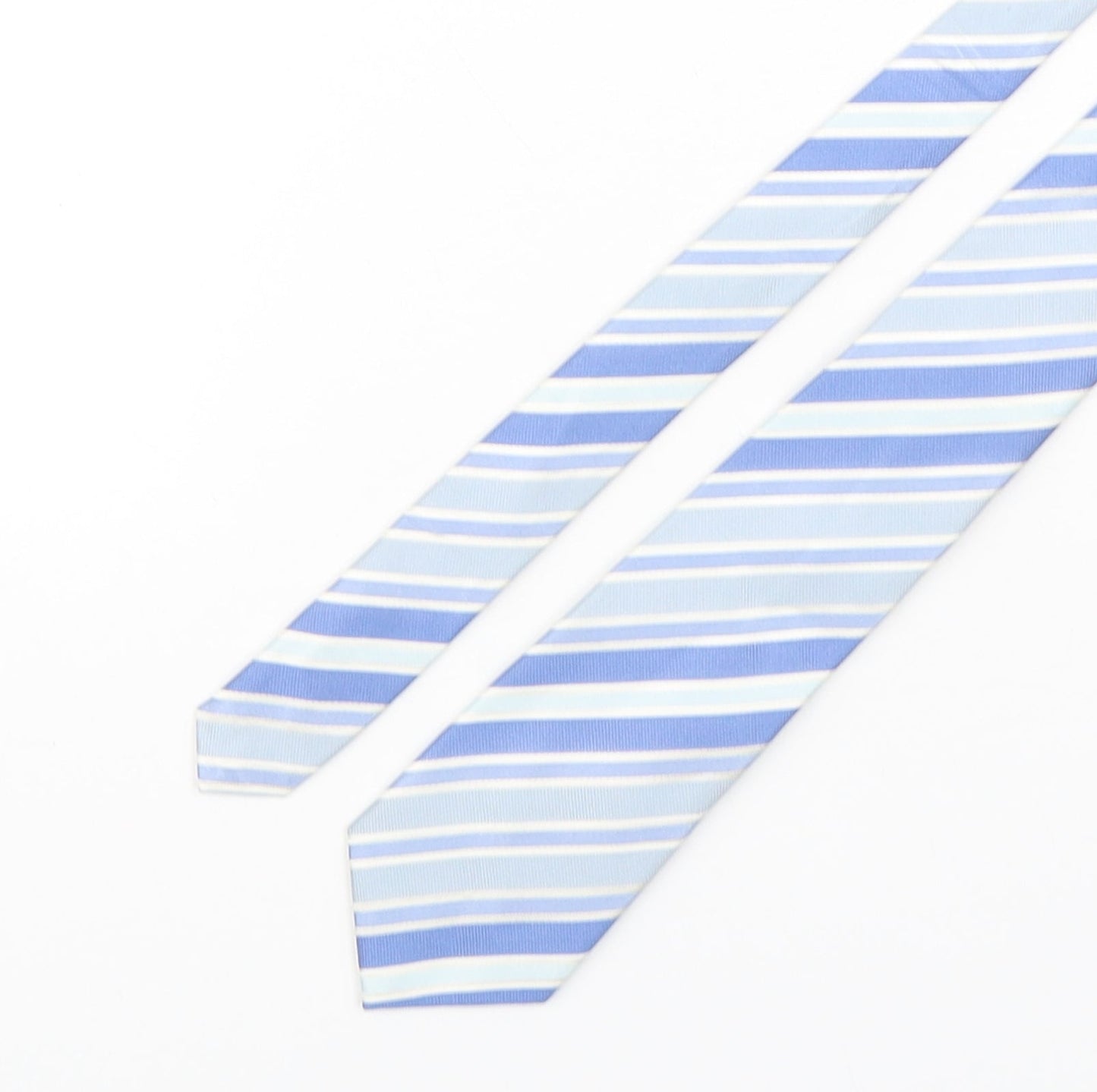 Autograph Mens Blue Striped Silk Pointed Tie One Size