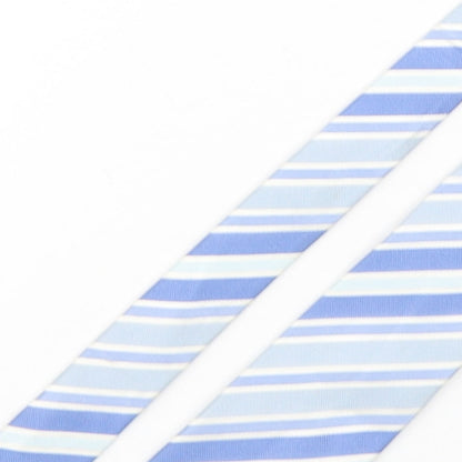 Autograph Mens Blue Striped Silk Pointed Tie One Size
