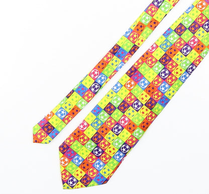 Tin Can Man Mens Multicoloured Geometric Polyester Pointed Tie One Size - Football