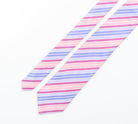 Marks and Spencer Mens Multicoloured Striped Polyester Pointed Tie One Size
