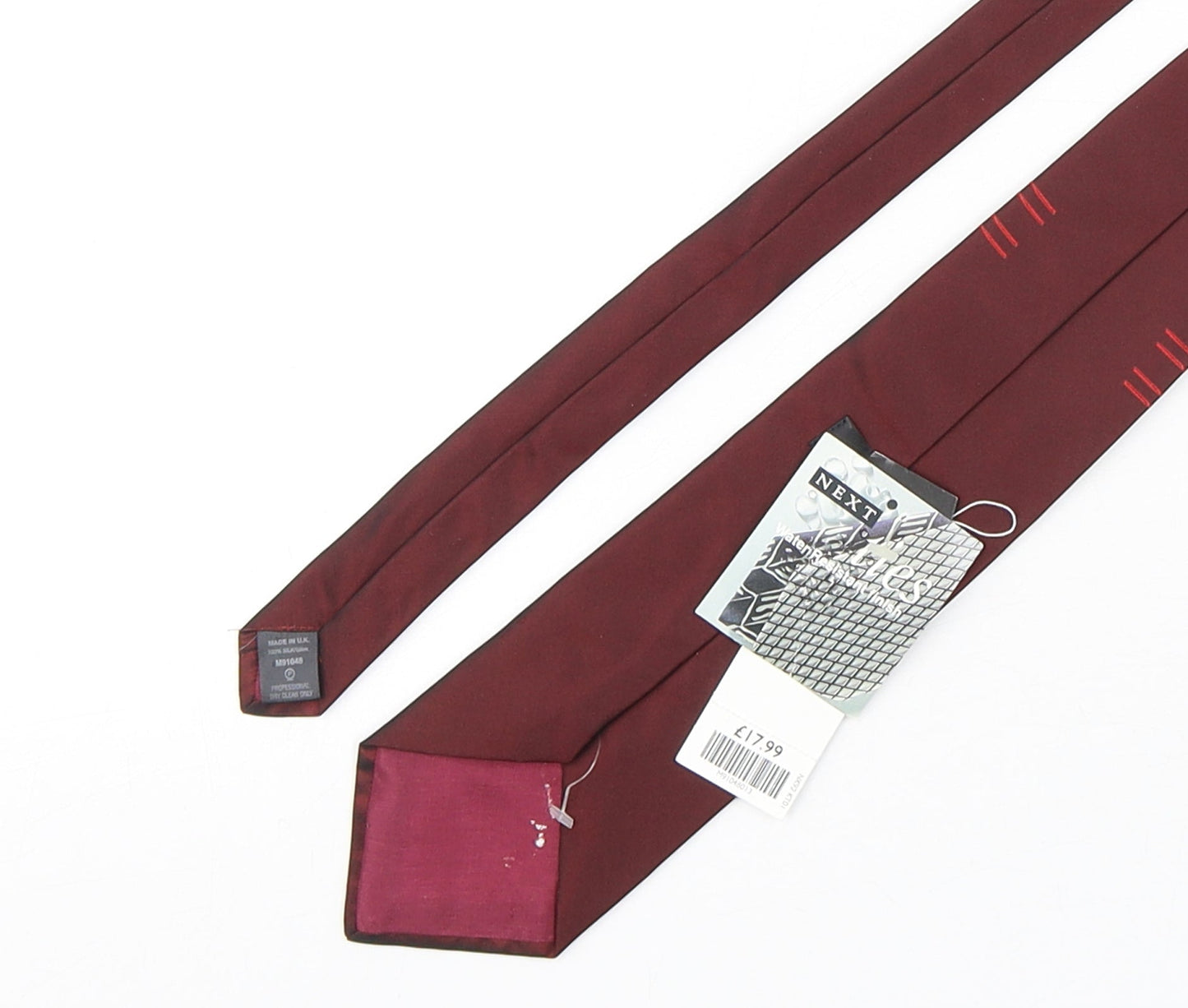 NEXT Mens Red  Silk Pointed Tie One Size