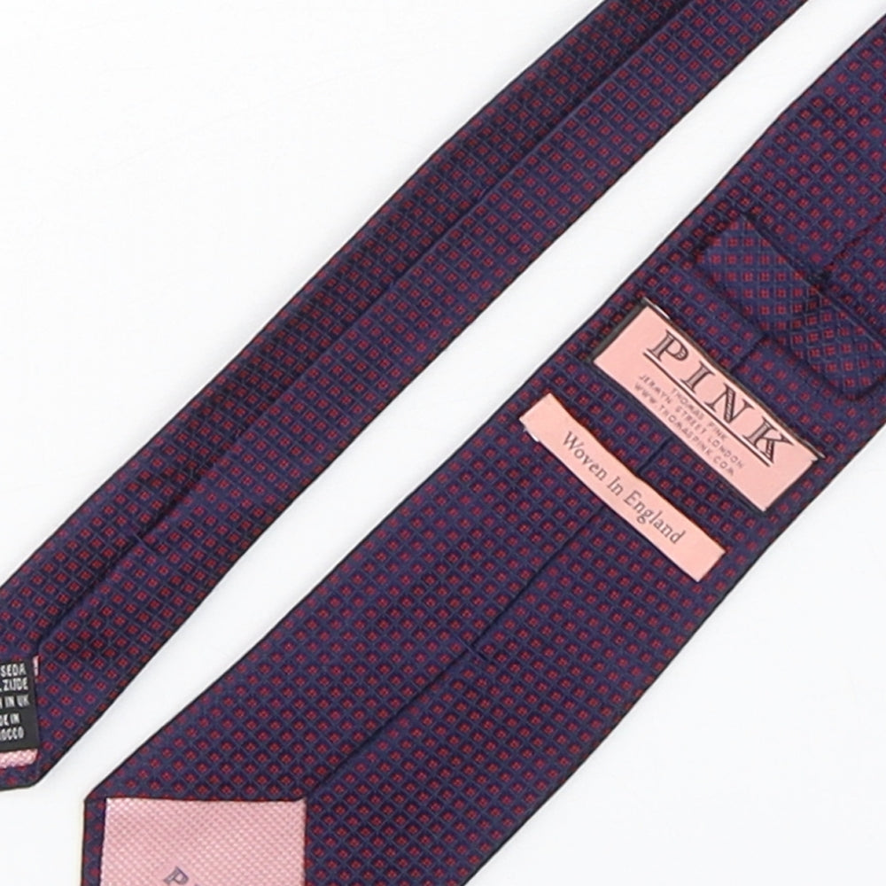 PINK Mens Multicoloured Plaids & Checks Silk Pointed Tie One Size