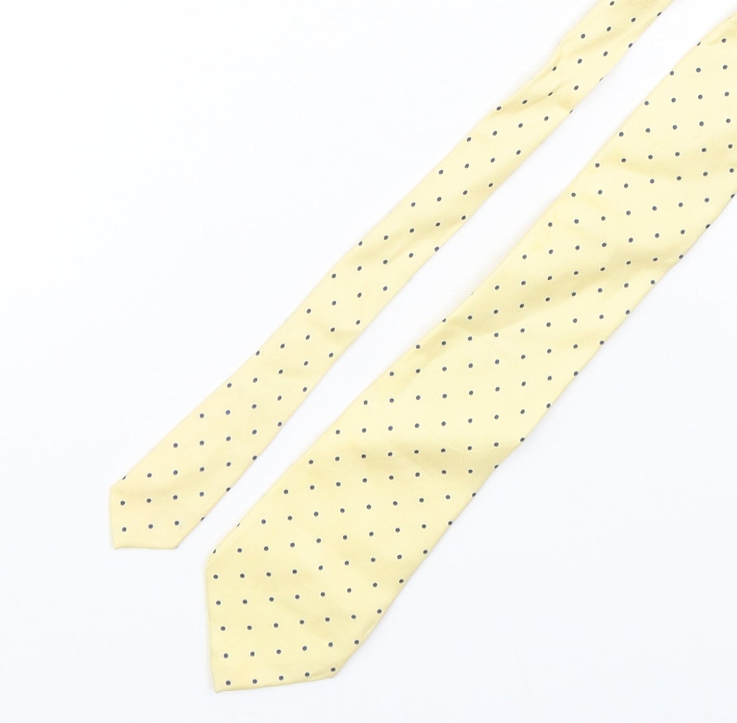 Preworn Mens Yellow Polka Dot Silk Pointed Tie One Size