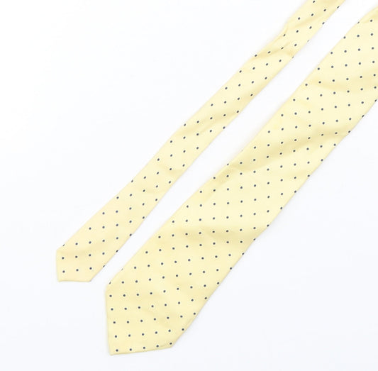 Preworn Mens Yellow Polka Dot Silk Pointed Tie One Size