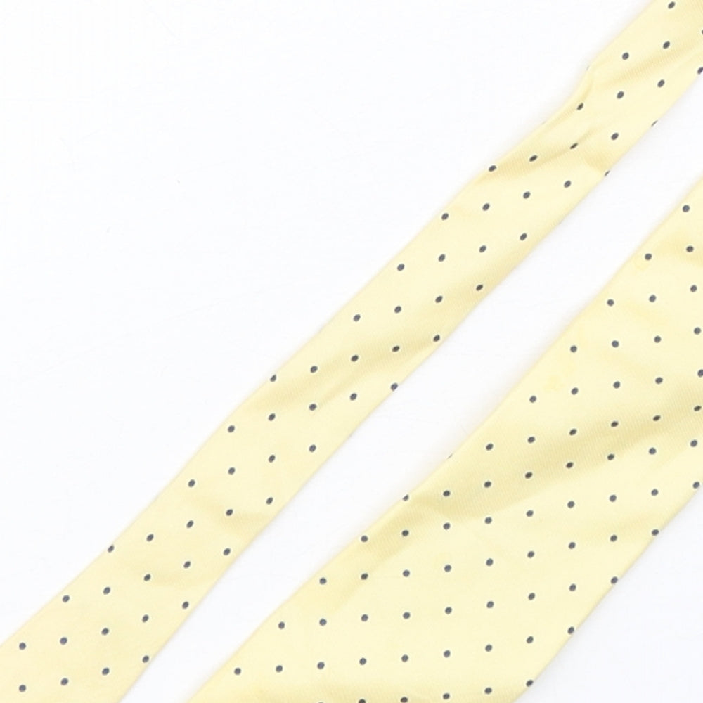 Preworn Mens Yellow Polka Dot Silk Pointed Tie One Size