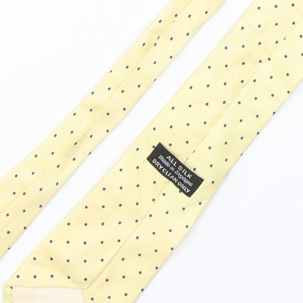 Preworn Mens Yellow Polka Dot Silk Pointed Tie One Size